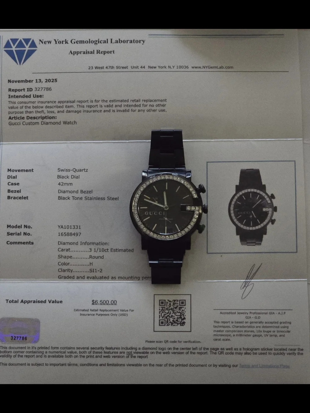 Gucci Custom Diamond Watch – Black Stainless Steel | Approx. 3.10 CTW Diamonds